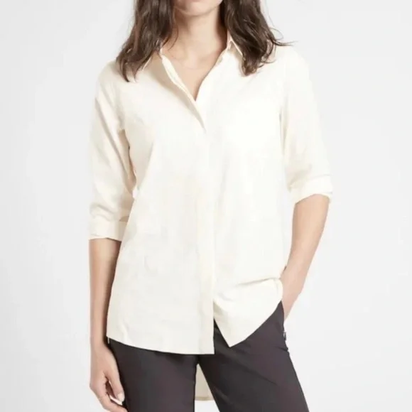 NWT Athleta Urbanite Textured Top, Tide Stripe Sea Salt Blouse Sz XXS #983101 - Picture 1 of 9